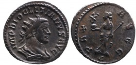 Diocletianus AD 284-305 AD, Lugdunum Mint, ca. AD 291-293.
Radiate, draped and cuirassed bust of Diocletianus right, IMP DIOCLETIANVS AVG;
Pax standin...