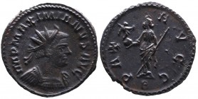 Maximianus Herculius AD 286-305, Lugdunum Mint, ca. AD 290-294.
Radiate, draped and cuirassed bust of Maximianus right, IMP MAXIMIANVS AVG;
Pax standi...
