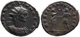 Aurelianus AD 270-275, Mediolanum Mint, ca. AD 271-272.
Radiate and cuirassed bust of Aurelianus right, IMP AVRELIANVS AVG;
Female figure standing rig...