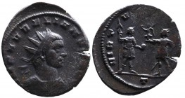 Aurelianus AD 270-275, Mediolanum Mint, ca. AD 271-272.
Radiate and cuirassed bust of Aurelianus right, IMP AVRELIANVS AVG;
Soldier with spear and glo...