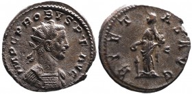 Probus 276-282 AD, Lugdunum Mint, ca. AD 282.
Radiate and cuirassed bust of Probus right, IMP C PROBVS_P_F AVG;
Pietas standing left by the altar, hol...