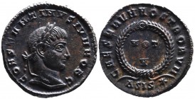 Constantine II AD 317-340, as caesar, Siscia Mint, ca. AD 320-321.
Laureate head of Constantinus II right, CONSTANTINVS IVN NOB C;
VOT_V within wreath...