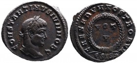 Constantine II AD 317-340, as caesar, Siscia Mint, ca. AD 320-321.
Laureate head of Constantinus II right, CONSTANTINVS IVN NOB C;
VOT_V within wreath...