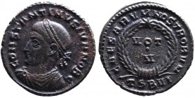 Constantine II AD 317-340, as caesar, Thessalonica Mint, ca. AD 320.
Laureate, draped and cuirassed bust of Constantinus II left, CONSTANTINVS IVN NOB...