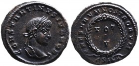Constantine II AD 317-340, as caesar, Siscia Mint, ca. AD 320-321.
Laureate head of Constantinus II right, CONSTANTINVS IVN NOB C;
VOT_V within wreath...