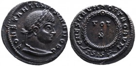 Constantine II AD 317-340, as caesar, Siscia Mint, ca. AD 320-321.
Laureate head of Constantinus II right, CONSTANTINVS IVN NOB C;
VOT_X within wreath...