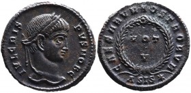Crispus AD 317-326, as caesar, Siscia Mint, ca. AD 320-321.
Laureate head of Crispus right, IVL CRISPVS NOB C;
VOT_V within wreath, CAESARVM NOSTRORVM...