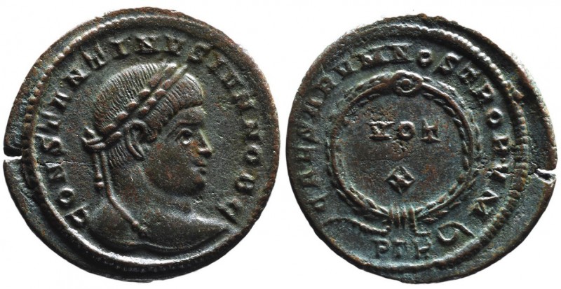 Constantine II AD 317-340, as caesar, Trier Mint, ca. AD 323-324.
Laureate head ...