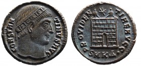 Constantine I the Great AD 307-337, Cyzicus Mint, ca. AD 328-329.
Diademed head of Constantinus I right, CONSTANTINVS AVG;
Campgate with two turrets a...