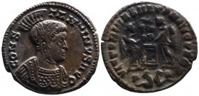 Constantine I the Great AD 307-337, Lugdunum Mint, ca. AD 320.
Helmeted, laureate and cuirassed bust of Constantinus I right, CONSTANTINVS AVG;
Two Vi...