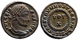 Crispus AD 317-326, as caesar, Siscia Mint, ca. AD 321-324.
Laureate head of Crispus right, IVL CRISPVS NOB C;
VOT_X within wreath, CAESARVM NOSTRORVM...