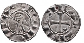 Crusader Kings of Antioch
King Bohemond III. 1162 - 1201 AD. Silver denier.
Helmeted head of king in chain-maille armor, crescent and star to sides, +...