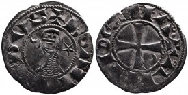 Crusader Kings of Antioch
King Bohemond III. 1162 - 1201 AD. Silver denier.
Helmeted head of king in chain-maille armor, crescent and star to sides, +...