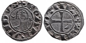 Crusader Kings of Antioch
King Bohemond III. 1162 - 1201 AD. Silver denier.
Helmeted head of king in chain-maille armor, crescent and star to sides, +...