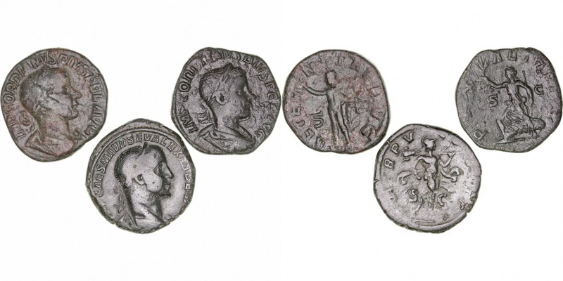 IMPERIO ROMANO
LOTES DE CONJUNTO
Sestercio. AE. Lote de 3 monedas. A. Severo y...