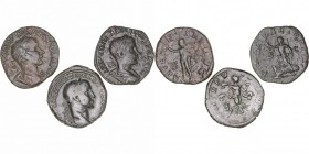 IMPERIO ROMANO
LOTES DE CONJUNTO
Sestercio. AE. Lote de 3 monedas. A. Severo y Gordiano III (2) Interesante. MBC a BC+. Pátina verde