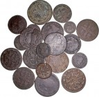 MONARQUÍA ESPAÑOLA
LOTES DE CONJUNTO
Lote de 20 monedas. AE. De Reyes Católicos a Isabel II. Variados valores. BC+ a RC