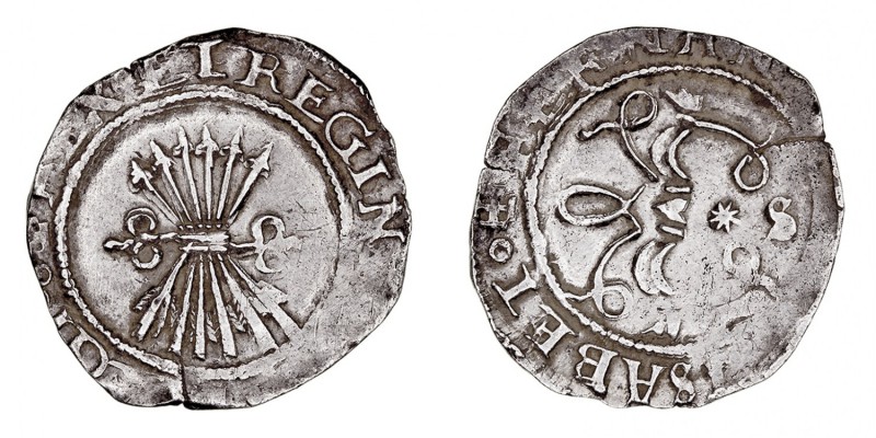 MONARQUÍA ESPAÑOLA
REYES CATÓLICOS
1/2 Real. AR. Sevilla. s/f. 1,72 g. CAL.470...
