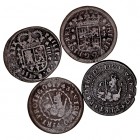 MONARQUÍA ESPAÑOLA
FELIPE V
Lote de 4 monedas. AE. 4 Maravedís 1720 Barcelona, 1741 y 1743 Segovia, 1718 Valencia. BC