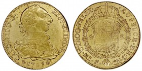 MONARQUÍA ESPAÑOLA
CARLOS III
4 Escudos. AV. Sevilla CM. 1787. 13,49 g. CAL.411. Marca en listel, si no MBC+