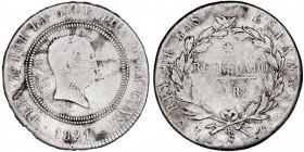 MONARQUÍA ESPAÑOLA
FERNANDO VII
10 Reales. AR. Santander LT. 1821. 12,81 g. CAL.799. BC