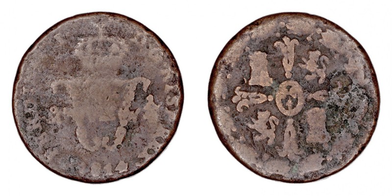 MONARQUÍA ESPAÑOLA
FERNANDO VII
1/4 REAL. AE. Méjico. 1814. CAL.1624. Escasa. ...