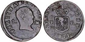 MONARQUÍA ESPAÑOLA
FERNANDO VII
Maravedí. AE. Pamplona. 1833. 2,01 g. CAL.1660. MBC-