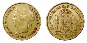MONARQUÍA ESPAÑOLA
ISABEL II
4 Pesos. AV. Manila. 1863. 6,75 g. CAL.127. MBC/MBC+