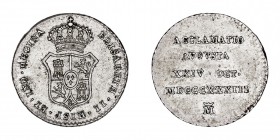 MONARQUÍA ESPAÑOLA
ISABEL II
AR-15. Proclamación en Madrid, 24 Octubre 1833. 1,48 g. H.24. Módulo de real. EBC