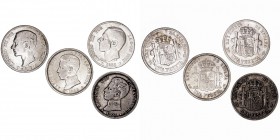 LA PESETA
LOTES DE CONJUNTO
Lote de 4 monedas. AR. Peseta 1876, 1883, 1903 y 1904. MBC- a BC