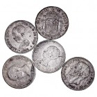LA PESETA
LOTES DE CONJUNTO
Lote de 5 monedas. Calamina. Falsas de época. 5 Pesetas 1882, 1888, 1889, 1891 (2) BC a RC