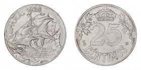 LA PESETA
ALFONSO XIII
25 Céntimos. Cuproníquel. 1925 PCS. CAL.65. EBC+/SC-