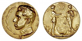 LA PESETA
ALFONSO XIII
AV-32. Medalla de Coronación 1902. Grabador M. Benlliure. 20,47 g. H.3. Rara. MBC+