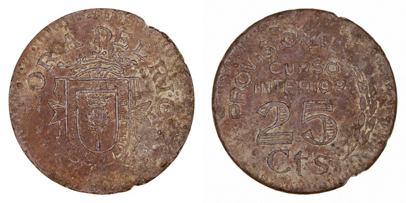 LA PESETA
EMISIONES LOCALES
25 Céntimos. Latón. Lora del Río, Ay. (Sevilla) CA...
