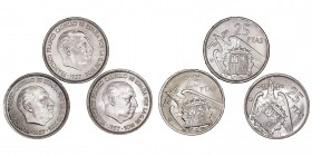 LA PESETA
ESTADO ESPAÑOL
Lote de 3 monedas. 25 Pesetas 1957 *66, *68 y *70. SC