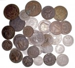 MONEDAS EXTRANJERAS
LOTES DE CONJUNTO
Lote de 33 monedas. AE. Países variados y valores. Siglo XIX y XX. Examinar. Interesante. MBC+ a BC
