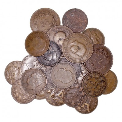 MONEDAS EXTRANJERAS
LOTES DE CONJUNTO
Lote de 77 monedas. AE. Países variados ...