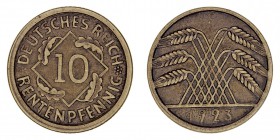 MONEDAS EXTRANJERAS
ALEMANIA
10 Rentenpfennig. AE. 1923 F. KM.33. Rara. MBC