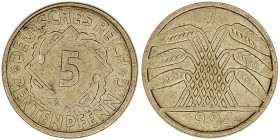 MONEDAS EXTRANJERAS
ALEMANIA
5 Rentenpfennig. AE. 1924 J. KM.32. SC-