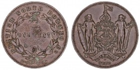 MONEDAS EXTRANJERAS
BORNEO BRITÁNICO
Cent. AE. 1886 H. KM.2. Verdín, si no MBC