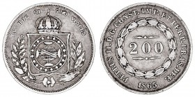 MONEDAS EXTRANJERAS
BRASIL
Pedro II. 200 Reis. AR. 1865. KM.469. MBC