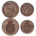 MONEDAS EXTRANJERAS
BRASIL
Pedro II. Lote de 2 monedas. AE. 10 y 20 Reis 1869. EBC-