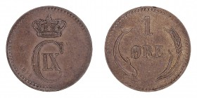 MONEDAS EXTRANJERAS
DINAMARCA
Christian IX. Ore. AE. 1875. KM.792,1. Muy escasa. EBC-