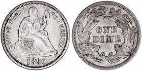 MONEDAS EXTRANJERAS
ESTADOS UNIDOS
Dime. AR. 1890. 2,49 g. KM.A92. Escasa. MBC+
