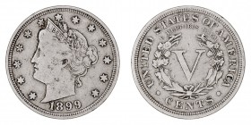 MONEDAS EXTRANJERAS
ESTADOS UNIDOS
5 Cents. Cuproníquel. 1899. KM.112. MBC-