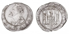 MONEDAS EXTRANJERAS
FRANCIA
Besançon. Teston. AR. 1624. A nombre de Carlos V. 7,51 g. C&K M11/1624. Ligeramente descentrada, si no MBC/MBC+