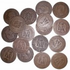 MONEDAS EXTRANJERAS
FRANCIA
Napoleón III. AE. Lote de 17 monedas. 10 Céntimos (entre 1854 y 1865) BC+ a BC-