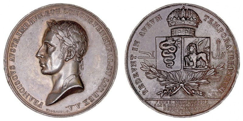 MEDALLAS
AUSTRIA
AE-42. Francisco Emperador, 1815. El metal empleado es zinc c...