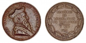 MEDALLAS
FRANCIA
AE-34. La Academia de Legislación de Toulouse, 7 Mayo 1851. Golpecitos en listel, si no MBC-