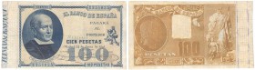 BILLETES
BANCO DE ESPAÑA
100 Pesetas. 24 Junio 1898. Jovellanos. ED.305. Lavado y planchado, si no EBC-. Muy escaso así